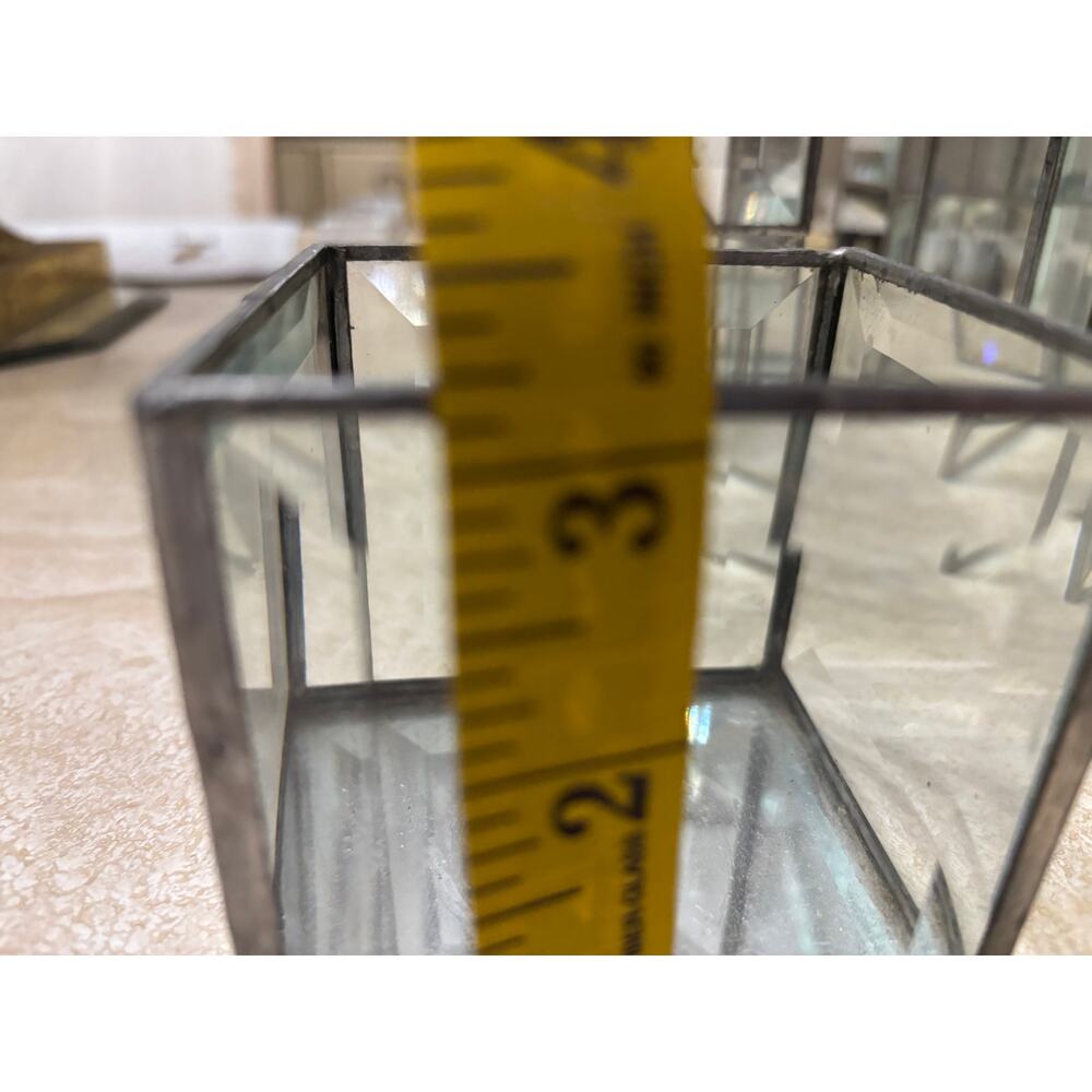 Vintage 3 Tier Leaded and Beveled Glass Mirror 9 Piece Cube Votive Candle Holder - Picture 10 of 14